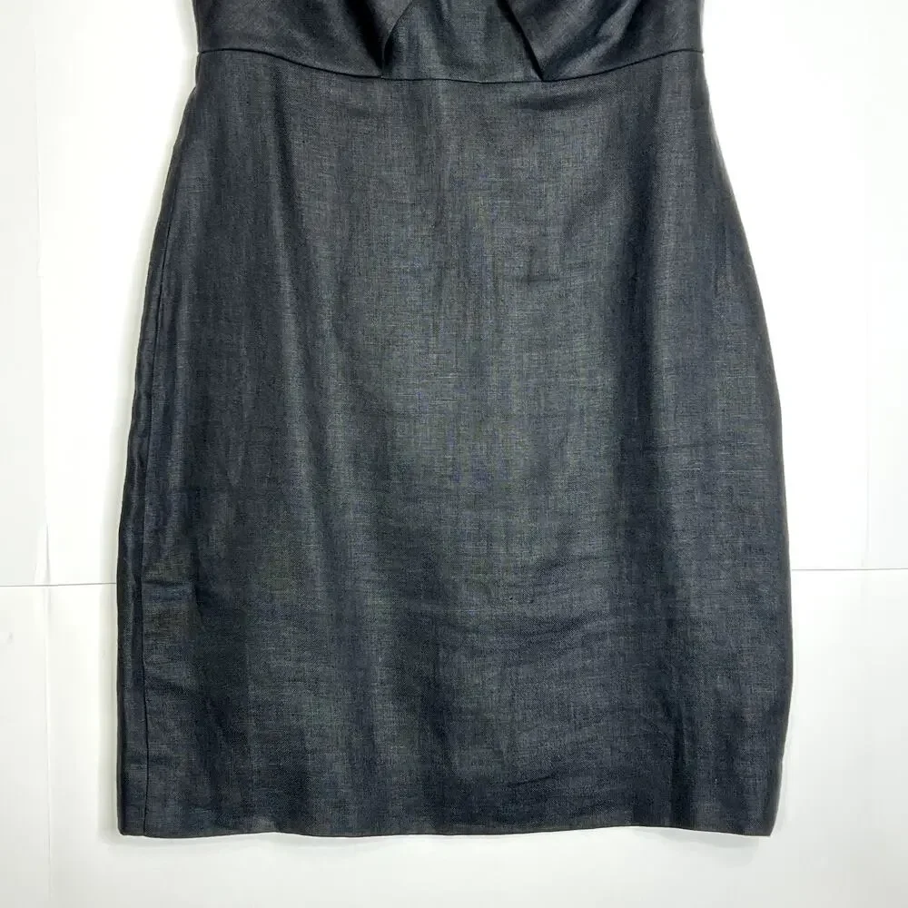 J Crew Drape Knot Sheath Dress Irish Linen Sleeveless Black Womens 6